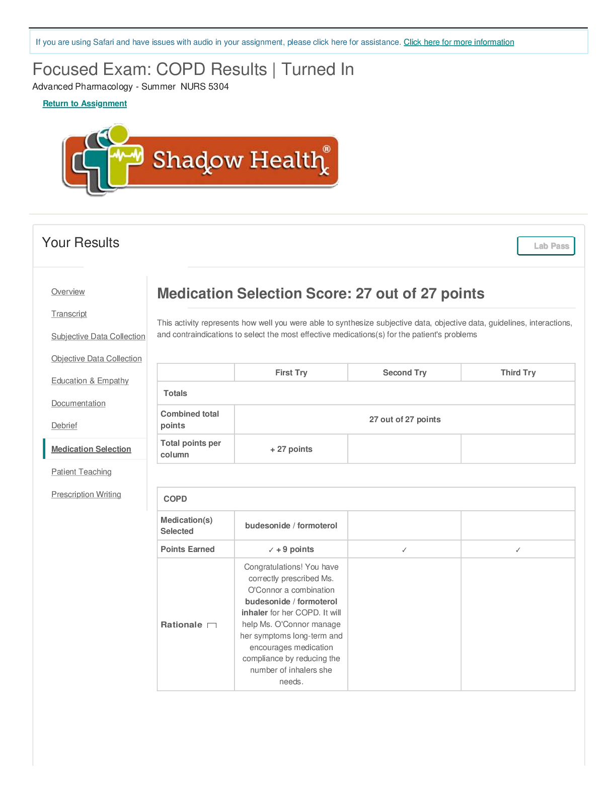 Preview image of Focused Exam :COPD (Medication Selection) document